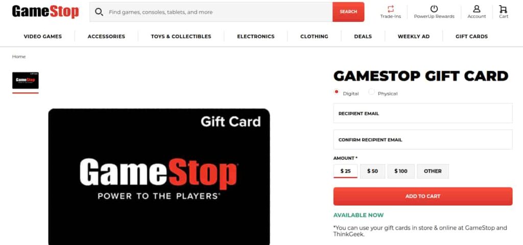 What Websites Accept GameStop Giftcards?