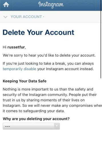 Delete Instagram Account